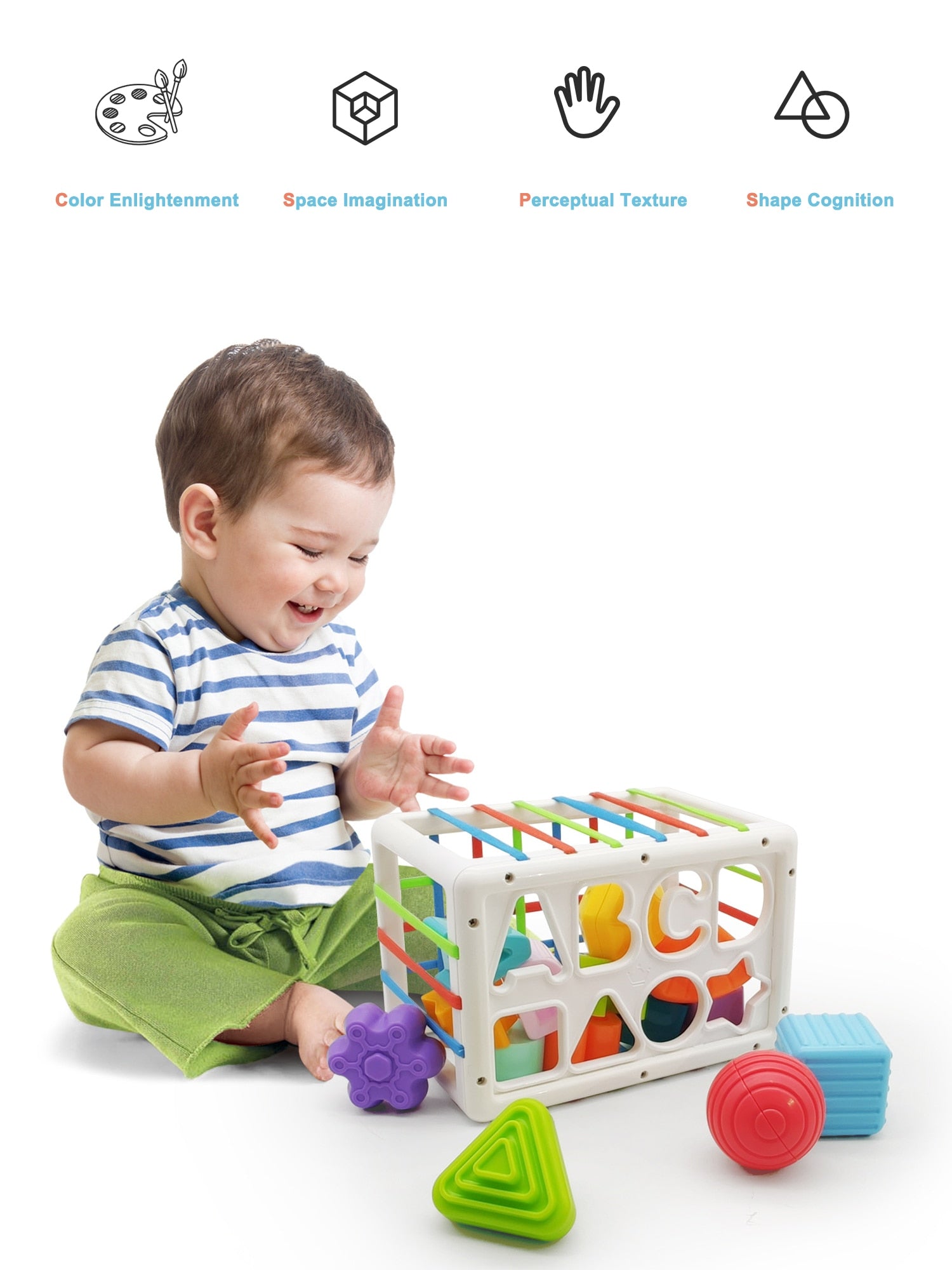 Montessori Shape Sorting Blocks Learning Toys - Plumpoppies